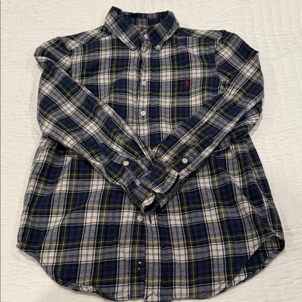 Kids Ralph Lauren Navy and White Plaid Shirt